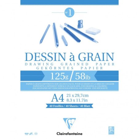 Clairefontaine Bloc papier dessin "à grain", A4, 125 g/m2
