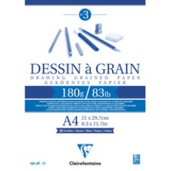 Clairefontaine Bloc papier dessin "à Grain", A4, 180 g/m2