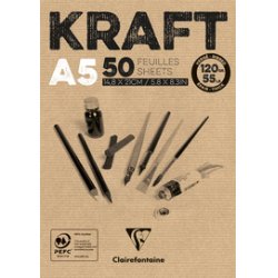 Clairefontaine Bloc papier dessin "KRAFT", A5, 120 g/m2