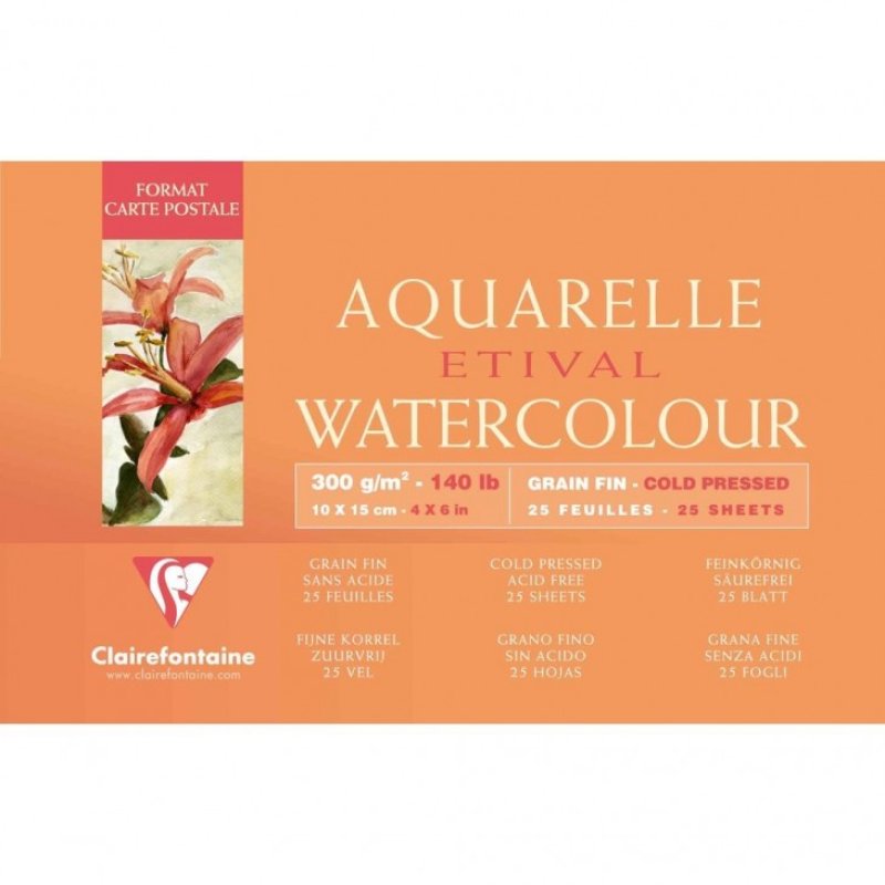 Clairefontaine Bloc artiste Aquarelle ETIVAL, 100 x 150 mm