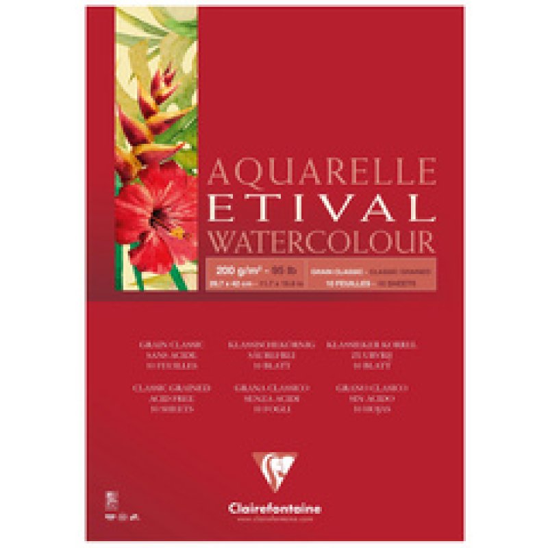 Clairefontaine Bloc de dessin étude Aquarelle ETIVAL, A4