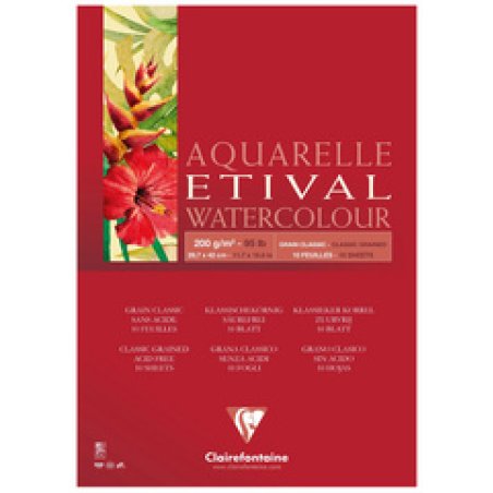 Clairefontaine Bloc de dessin étude Aquarelle ETIVAL, A4