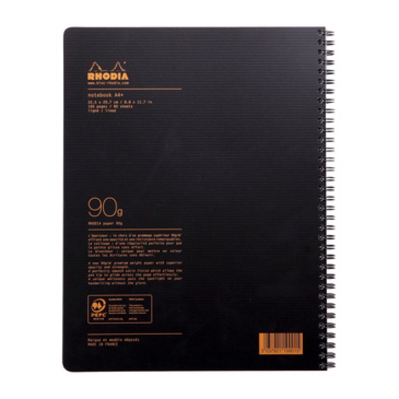 RHODIA Cahier à spirale "Note Book", A4 , ligné, noir