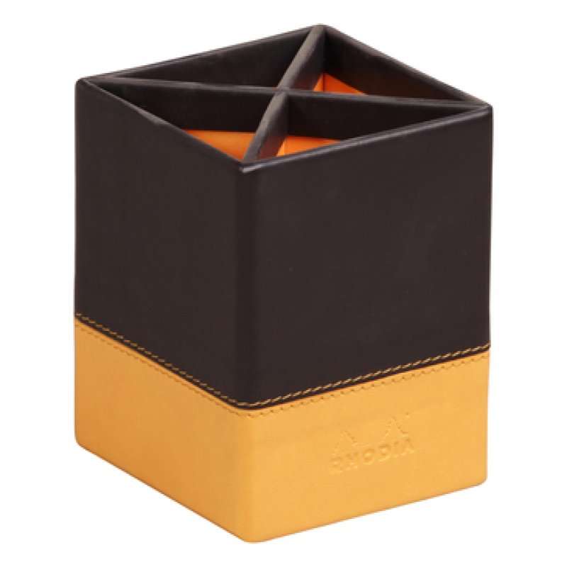 RHODIA Pot à crayons, en similicuir, noir