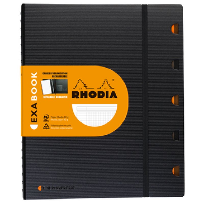 RHODIA Cahier EXABOOK rechargeable, A4 , quadrillé 5x5, noir