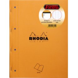 RHODIA Bloc de cours, format A4, quadrillé, orange, lot de 3