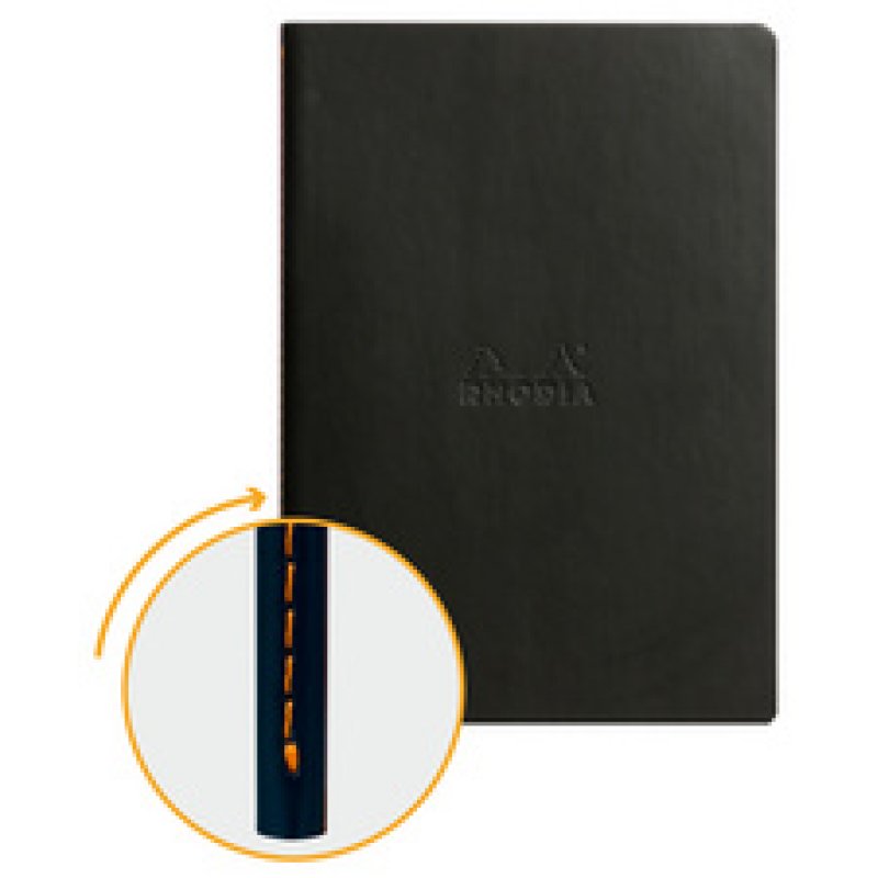 RHODIA Carnet piqûre textile RHODIARAMA, A5, ligné, orange