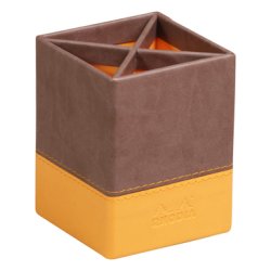 Rhodia 318813C porte crayons et stylos Simili-cuir Chocolat, Orange