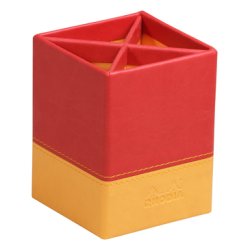 RHODIA Pot à crayons, en similicuir, coquelicot