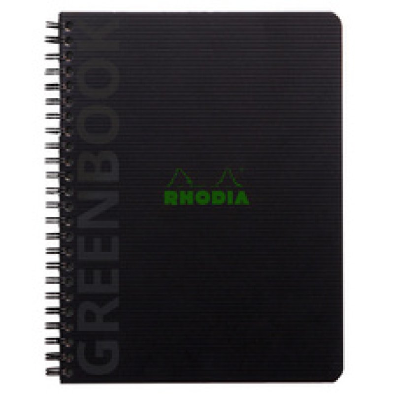 RHODIA Cahier à spirale GREENBOOK, A5 , quadrillé, noir