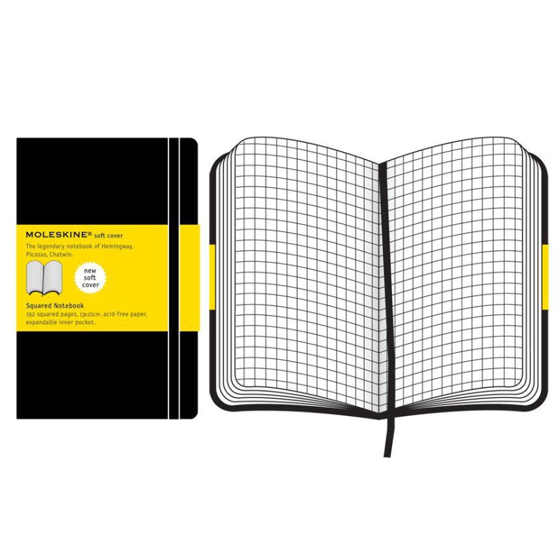MOLESKINE Carnet souple, L/A5, quadrillé, noir