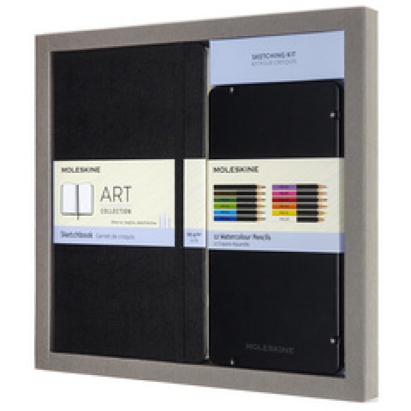 MOLESKINE Kit croquis aquarelle, carnet L/A5 12 crayons