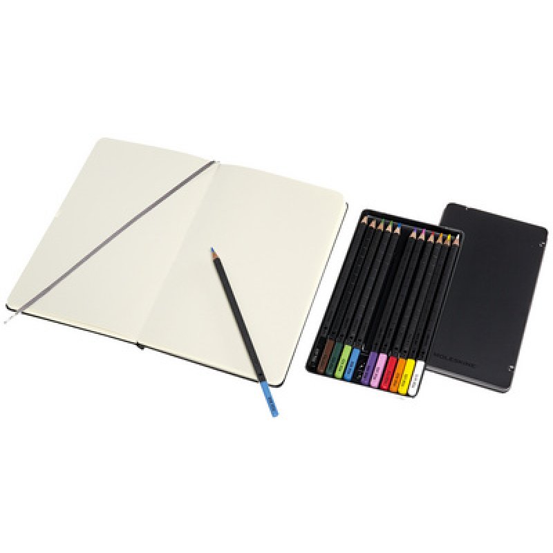 MOLESKINE Kit croquis aquarelle, carnet L/A5 12 crayons