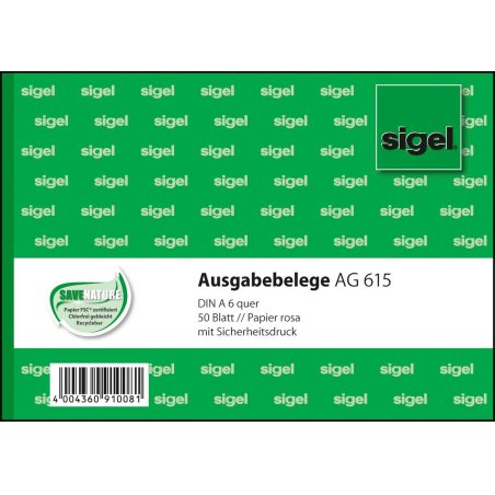 sigel Formularbuch "Ausgabebeleg", A6 quer, 50 Blatt