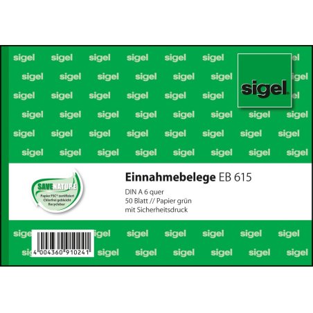 sigel Formularbuch "Einnahmebeleg", A6 quer, 50 Blatt