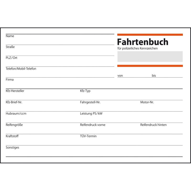 sigel Formularbuch "Fahrtenbuch Pkw", A6 quer, 44 Blatt