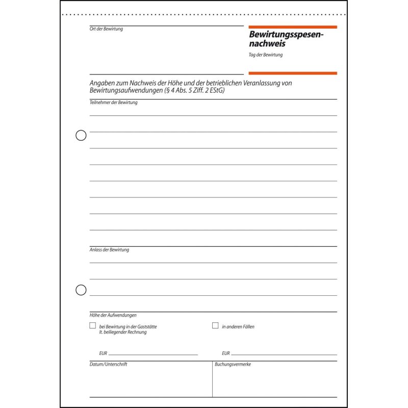 sigel Formularbuch "Bewirtungsspesennachweis", A5, 50 Blatt