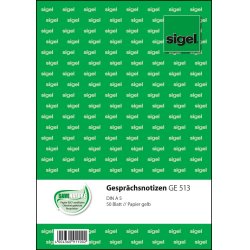 sigel Gesprächsnotizblock "Gesprächsnotiz", A5, 50 Blatt