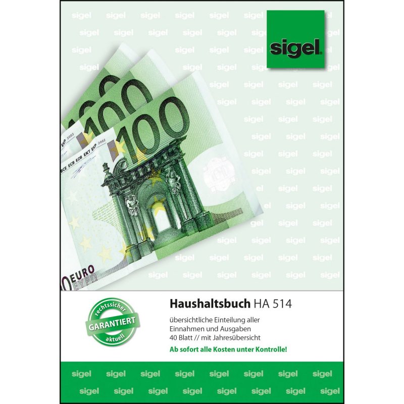 sigel Formularbuch "Haushaltsbuch", A5, 40 Blatt