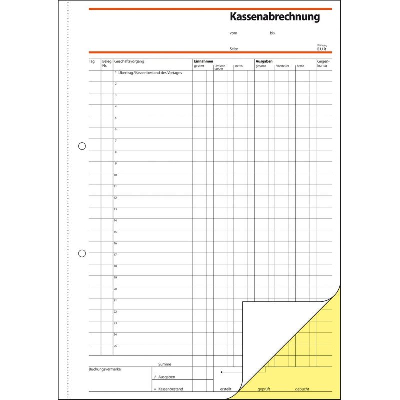 sigel Formularbuch "Kassenabrechnung", A4, 2 x 40 Blatt, SD