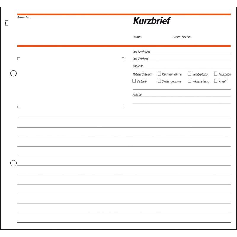 sigel Formularbuch "Kurzbrief", 2/3 A4, 50 Blatt, SD / CFB