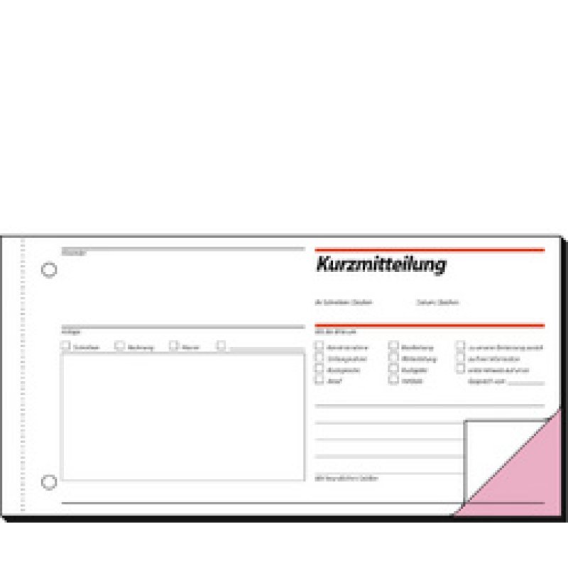 sigel Formularbuch "Kurzmitteilung/Kurzbrief", 1/3 A4 quer