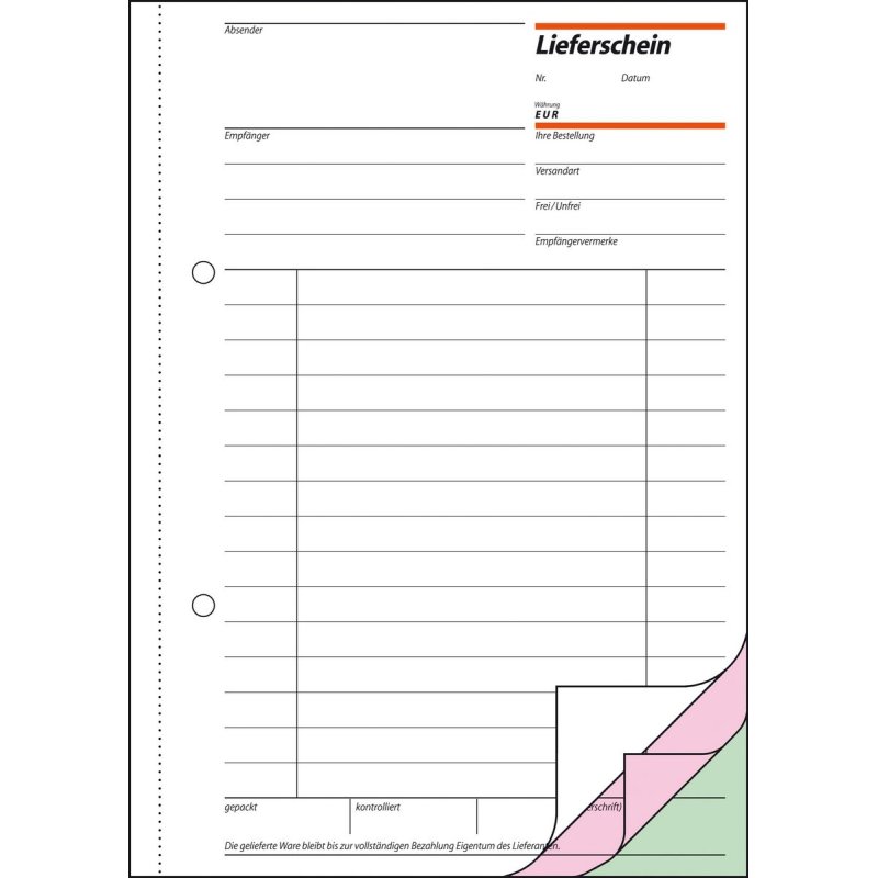 sigel Formularbuch "Lieferschein mit Empfangsschein", A5