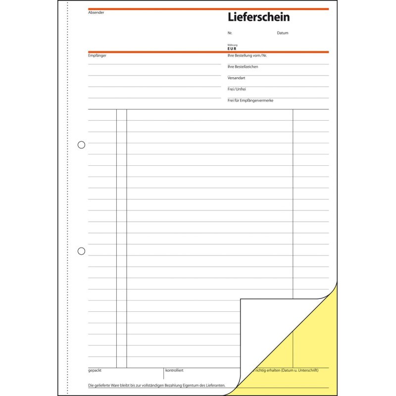 sigel Formularbuch "Lieferschein mit Empfangsschein", A4, SD