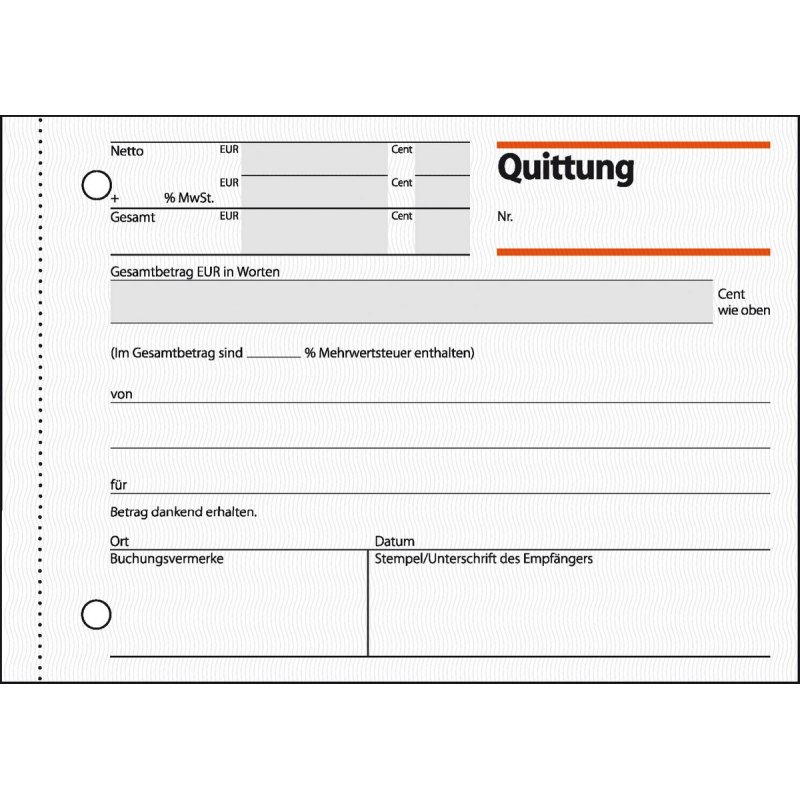 sigel Formularbuch "Quittung", mit MwSt.-Nachweis, A6 quer