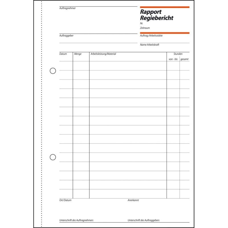 sigel Formularbuch "Rapport/Regiebericht", A5, 100 Blatt