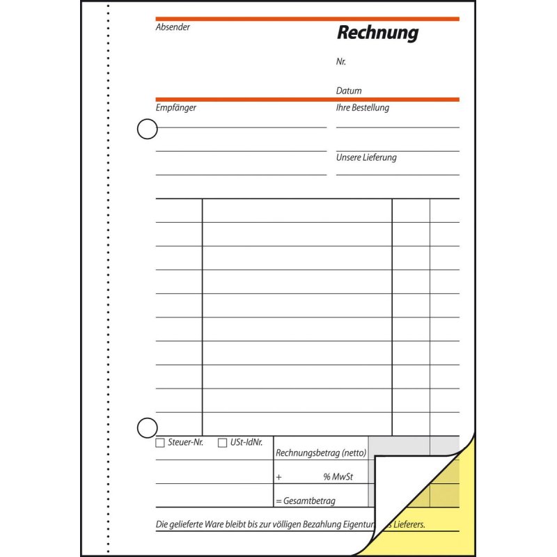 sigel Formularbuch "Rechnung", A6, 2 x 40 Blatt, SD