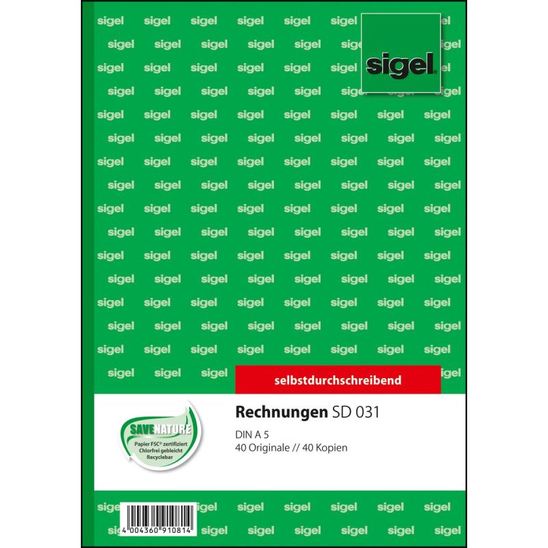 sigel Formularbuch "Rechnung", A5, 2 x 40 Blatt, SD