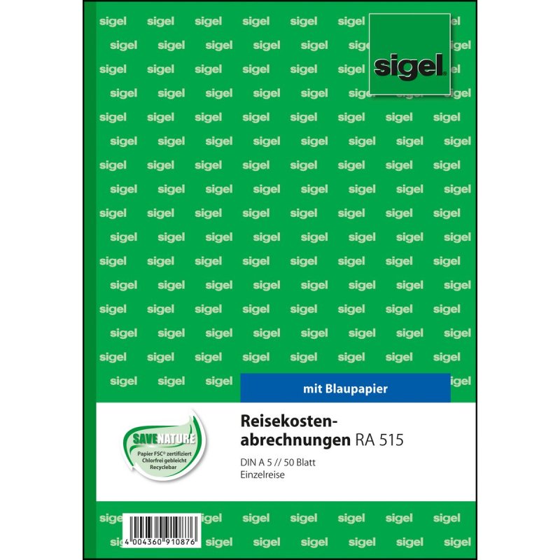 sigel Formularbuch "Reisekostenabrechnung", A5, 50 Blatt