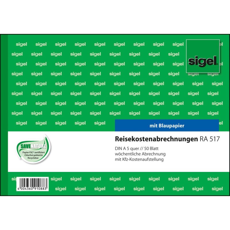 sigel Formularbuch "Reisekostenabrechnung", A5 quer