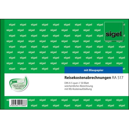 sigel Formularbuch "Reisekostenabrechnung", A5 quer