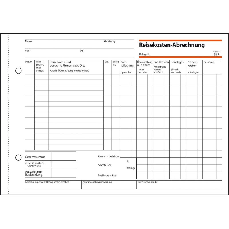 sigel Formularbuch "Reisekostenabrechnung", A5 quer