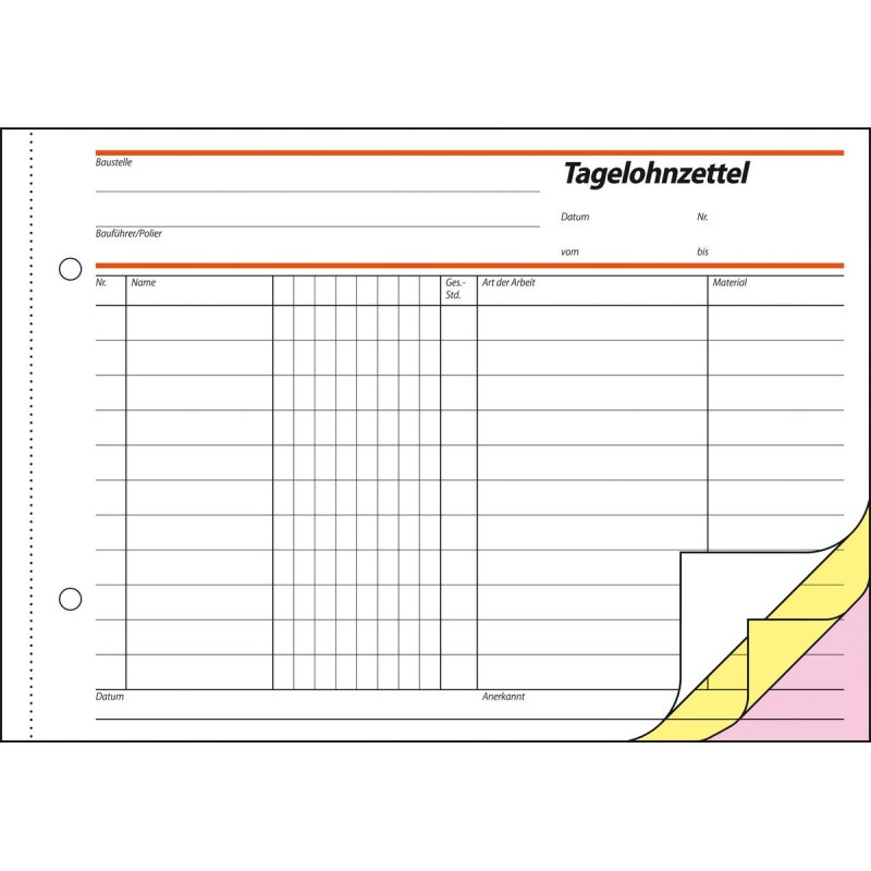 sigel Formularbuch "Tagelohnbuch", A5 quer, 3 x 40 Blatt, SD