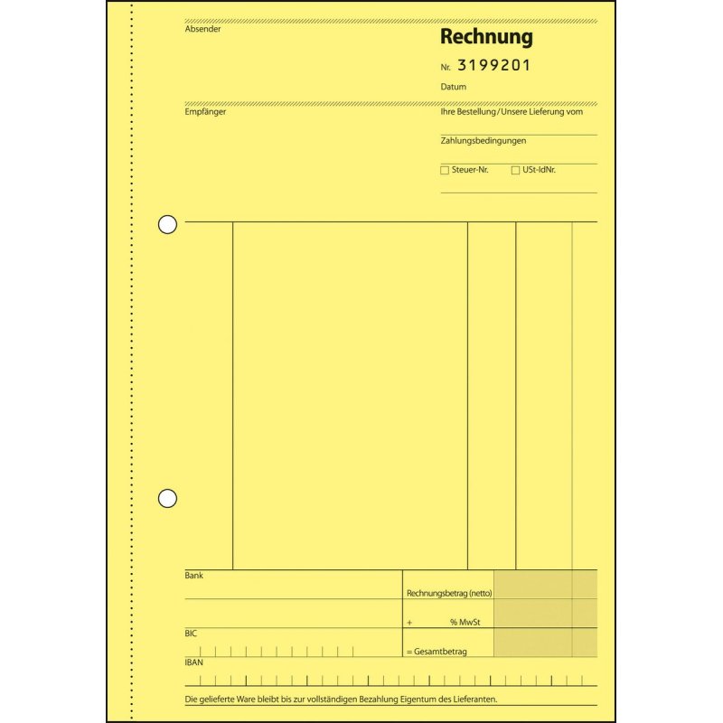 sigel Formularbuch "Rechnung", fortlaufende Nummerierung