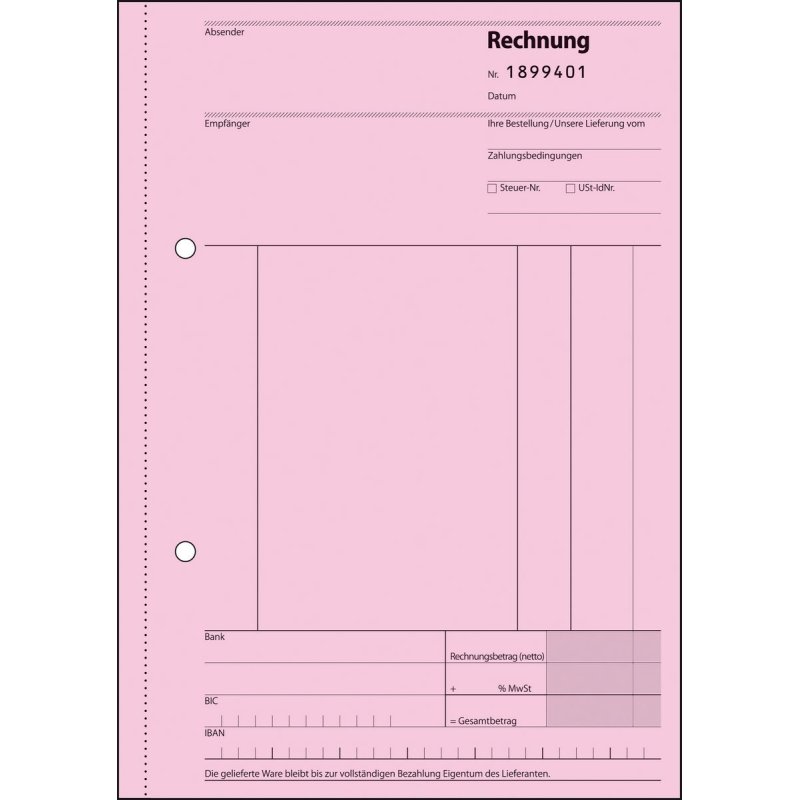 sigel Formularbuch "Rechnung", fortlaufende Nummerierung