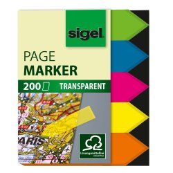 Sigel HN613 marque-pages Marque-page flexible Bleu, Vert, Orange, Rouge, Jaune 200 pièce(s)