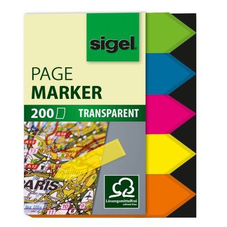 Sigel HN613 bookmark Flexible bookmark Blue, Green, Orange, Red, Yellow 200 pc(s)