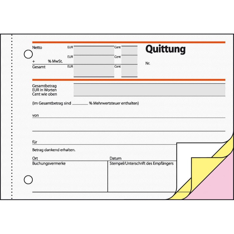 sigel Formularbuch "Quittung", mit MwSt.-Nachweis, A6 quer