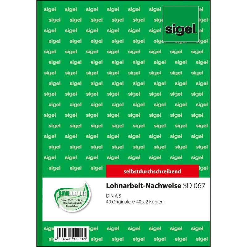 sigel Formularbuch "Lohnarbeits-Nachweis", A5, SD