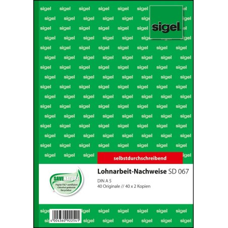 sigel Formularbuch "Lohnarbeits-Nachweis", A5, SD