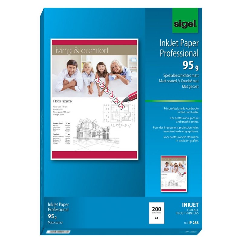 Sigel IP288 printing paper A4 (210x297 mm) Matte 200 sheets White