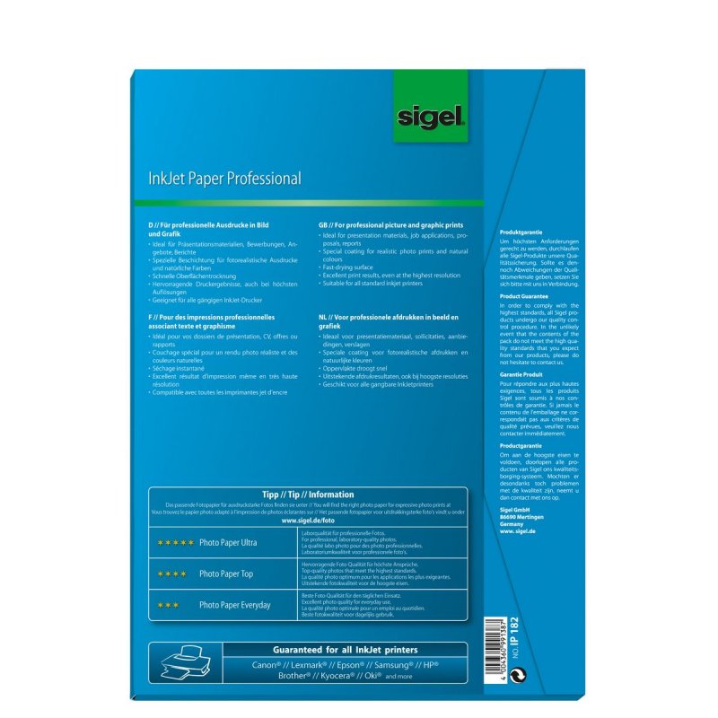 Sigel IP182 printing paper A4 (210x297 mm) Matte 50 sheets White