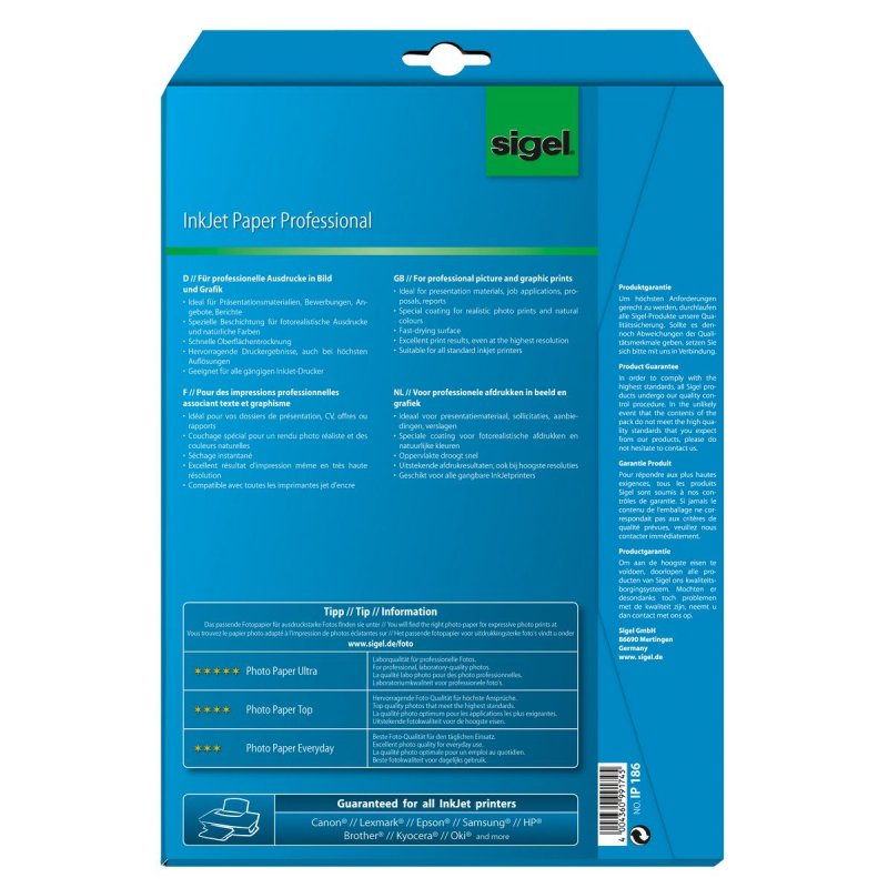 sigel Papier jet d'encre, A4, 160 g/m2, mat, extra blanc