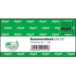 sigel Bloc de tickets numérotés 1-100, 105 x 50 mm,