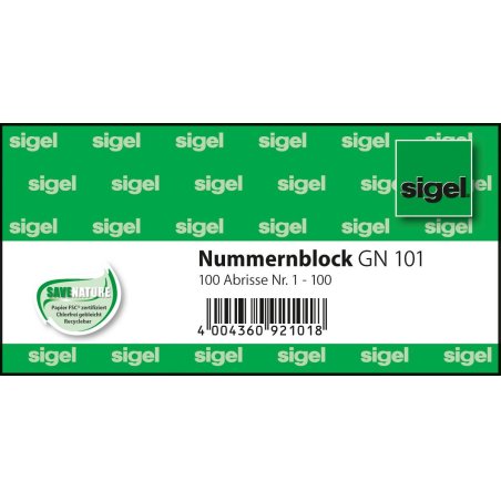 sigel Bloc de tickets numérotés 1-100, 105 x 50 mm,