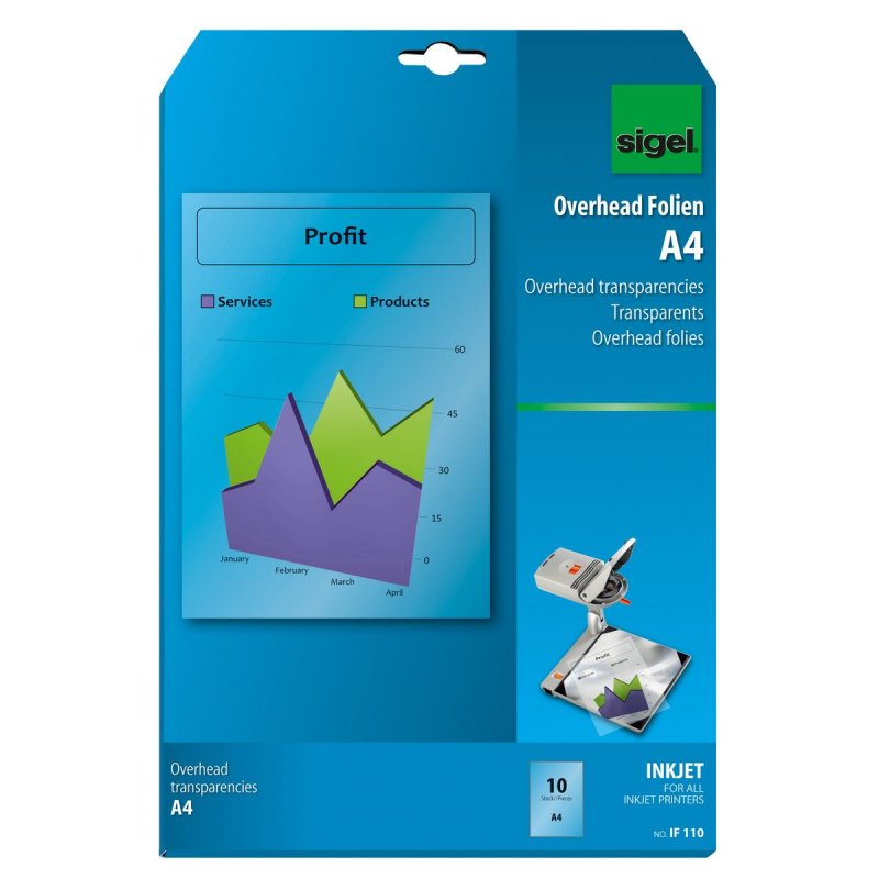 Sigel IF110 film d'impression Jet d'encre A4 (210×297 mm) Transparent 10 feuilles